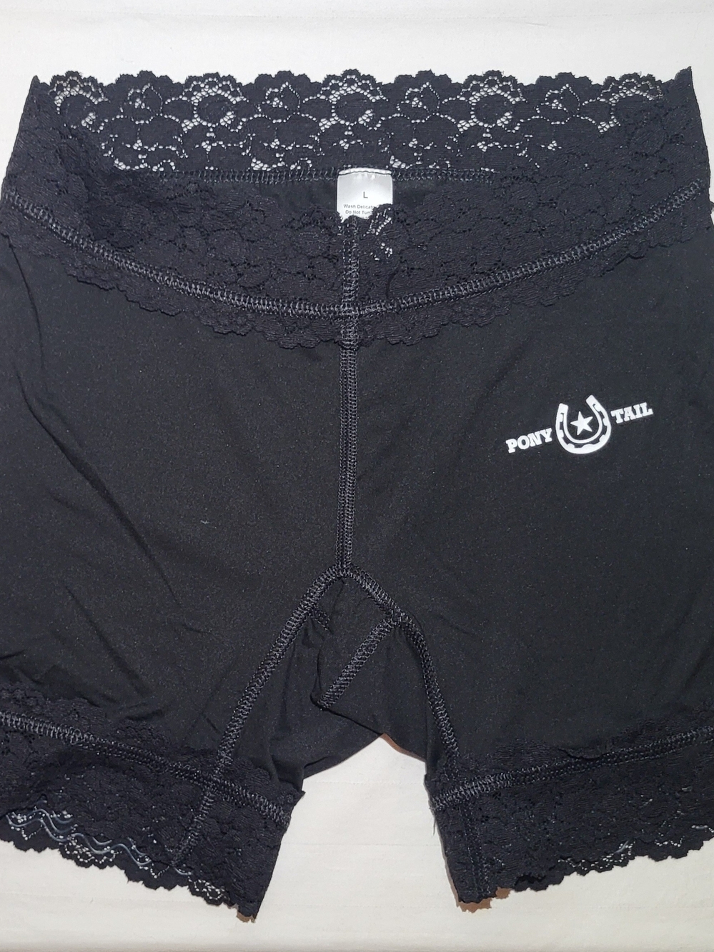 Pony Tail Women's Black Lace-Trim Padded Boyshorts